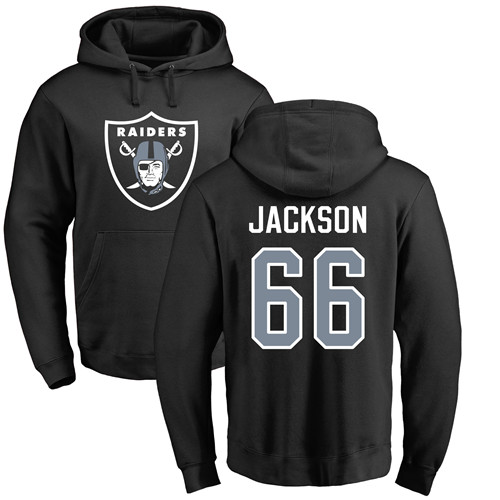 Men Oakland Raiders Black Gabe Jackson Name and Number Logo NFL Football #66 Pullover Hoodie Sweatshirts->nfl t-shirts->Sports Accessory